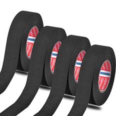 Fodlon 4 rullar, flamskyddstejp, 19 mm x 20 m, automatisk tejp, självhäftande tygtejp, värmebeständig tygsele, vävtejp elektrisk isoleringstejp för bil, kablar, svart