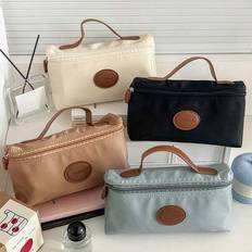 1 st. vintage enfärgad nylon sminkväska resepåse stor unisex handhållen kosmetikväska bärbar damer accessoarer sakerpåse necessär tvättpåse, sminkväsk - Multifärgad (blå,svart,Kaki,Beige)