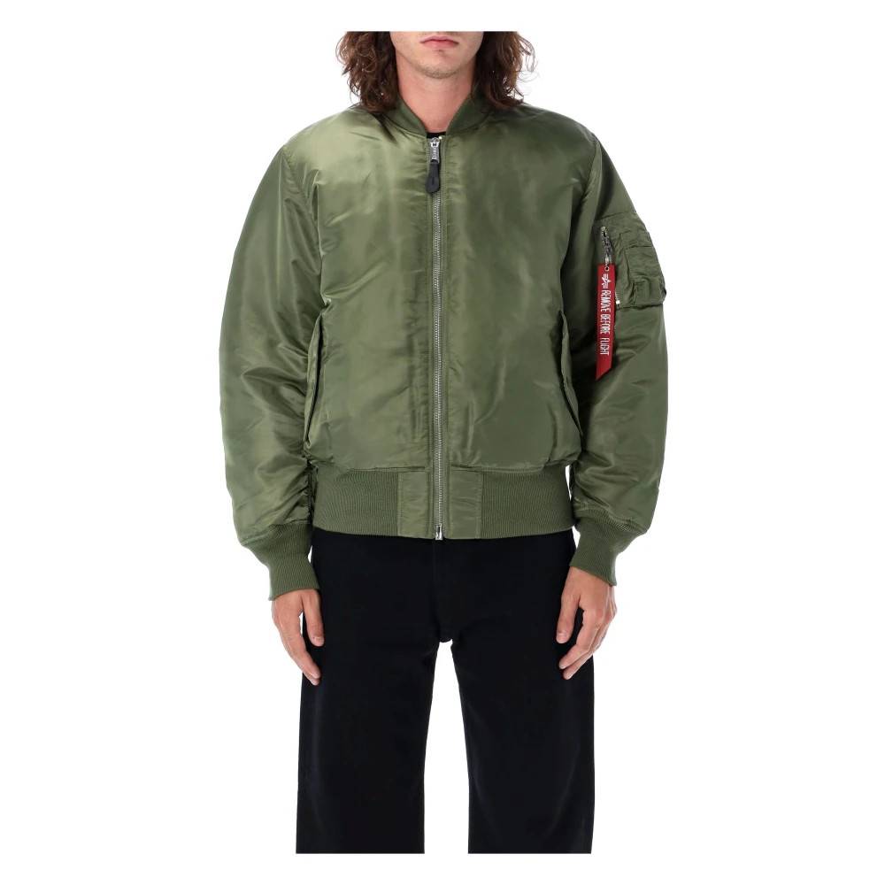 Alpha Industries - Sage Green Ma-1 Bomber Jacket Jackor - Herr - M - Nylon