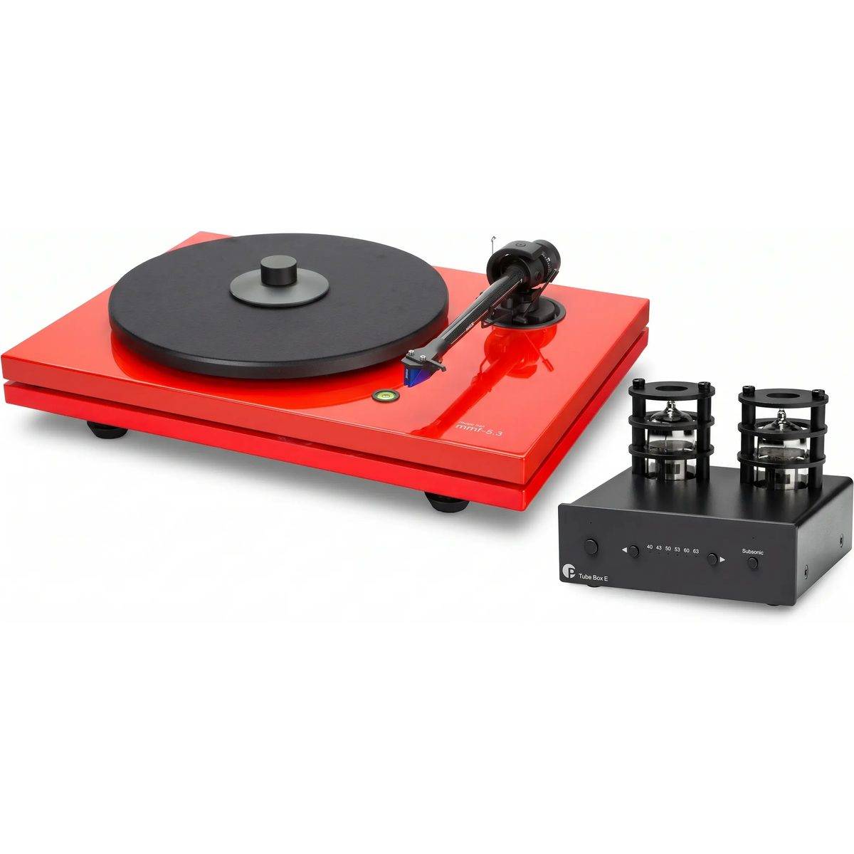 Music Hall + Pro-Ject MMF 5.3 LE röd + Tube Box E svart