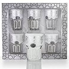 6 premium orientaliska marockanska teglas Atay Cay silver vita, set med 6 glaskoppar för servering och dryck, glaskoppar, glas-set, dricksglas