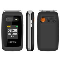 UNIWA V202T 1,77-tums 4G Ultra Long Standby Dual-SIM-telefon FM SOS Ficklampa hopfällbar telefon Svart
