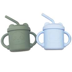 BabyBloom Silikonmuggar med sugrör 2-Pack