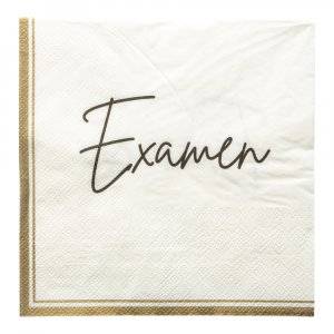 Servetter - Examen - Vit/Guld - 16-pack