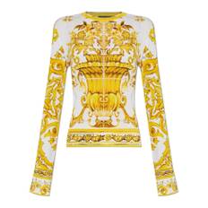 Dolce & Gabbana, Topp, Dam, S, Läder, Tröja med 'Majolica' tryck