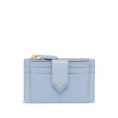 Prada - portmonnä med logotypplakett - dam - läder - one size - Blå