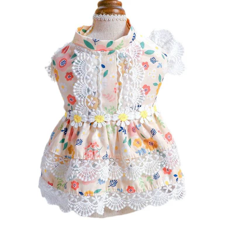 Lace Flower Princess Dress for Cats & Small Dogs - Yellow / XL-suit 6.0-7.0kg / SPC (XL-suit 6.0-7.0kg)