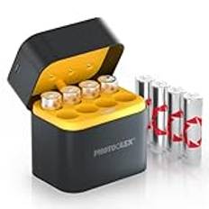 PhoTOOLEX uppladdningsbara litiumbatterier AA 8-pack med laddare, 3 600 mWh hög kapacitet 1,5 V konstant spänning 3 ampere urladdning AA-batterier med integrerad laddning förvaringslåda