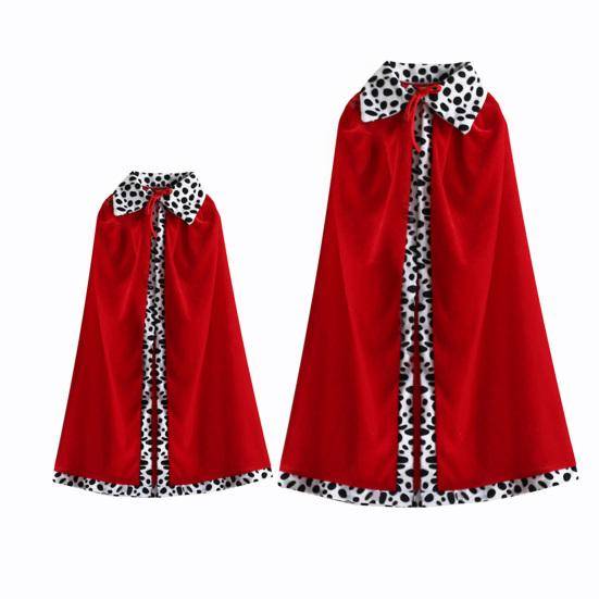 Gruppaktivitet Kungaklädnad för Barn Vuxna, Sammetsdrottning Kunglig Cosplay-kappa, Medeltida Kappa Vikingaprins Utklädnadstillbehör Halloween cm