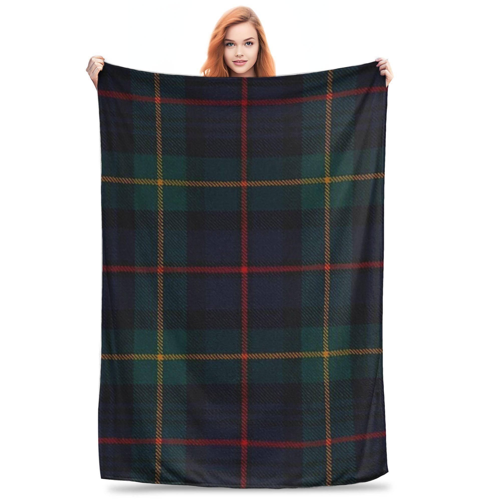 Farquharson Skotsk Tartan Filt Mjuk Varm Flanell Pläd Överkast för Säng Vardagsrum Picknick Resa Hem Soffa black