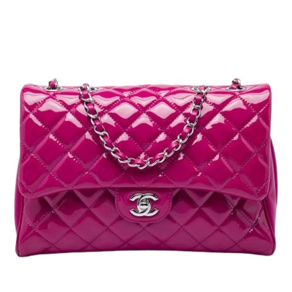 Chanel Vintage Pre-owned Quilted Patent Flap Crossbody - Vintage - Dame - Lyserød - ONE SIZE - Uld