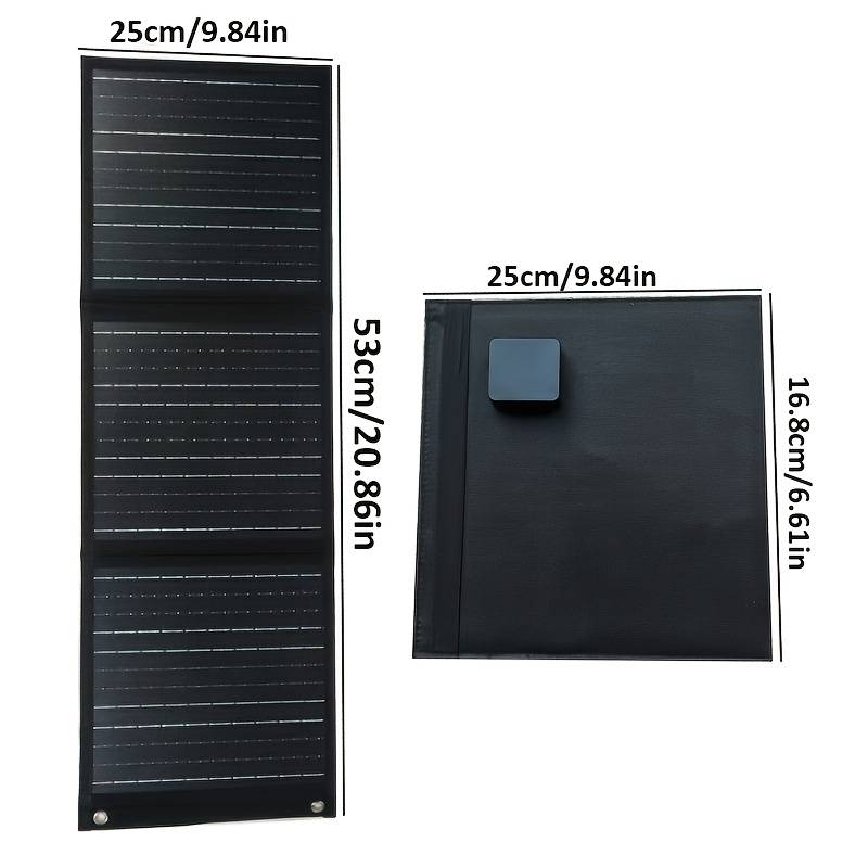 TEMU Outdoor Foldable Solar Panel; 3pcs Panels Large Area; Charging For Phone And Computer; Back Pack Placement; Foldable Design For Storage; Power For Travel; Power Supply