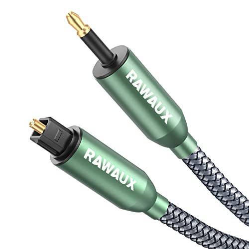 RAWAUX Optisk kabel 1 m optisk digital audio toslink till mini Toslink SPDIF kabel 24K guldpläterad kontakt digital optisk ljudkabel adapter för TV, DVD, HiFi-system (inte AUX)