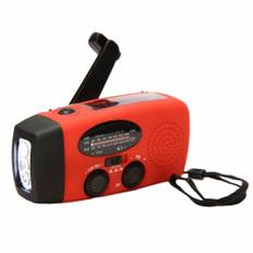 RÃ¶d Vevradio med Solceller, Ficklampa och 2000mAh Powerbank NÃ¶dradio, Ãverlevnad