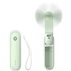 JISULIFE Bärbar handhållen fläkt, minifläkt, pocket, batteridriven, 14–21 timmars drift, USB-laddningsbar, hopfällbar, tyst, personlig fläkt med powerbank, ficklampa, inomhus, utomhus, mintgrön