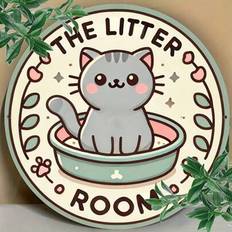1 st "The Litter Room" Cat Design Rund Plaque, 7,8x7,8 tum, Vintage skylt Väggkonst, Hem, Bar, Café, Garage Inredning, Bröllop, Födelsedagsfest, Semes - Multifärgad (8*8 tum)