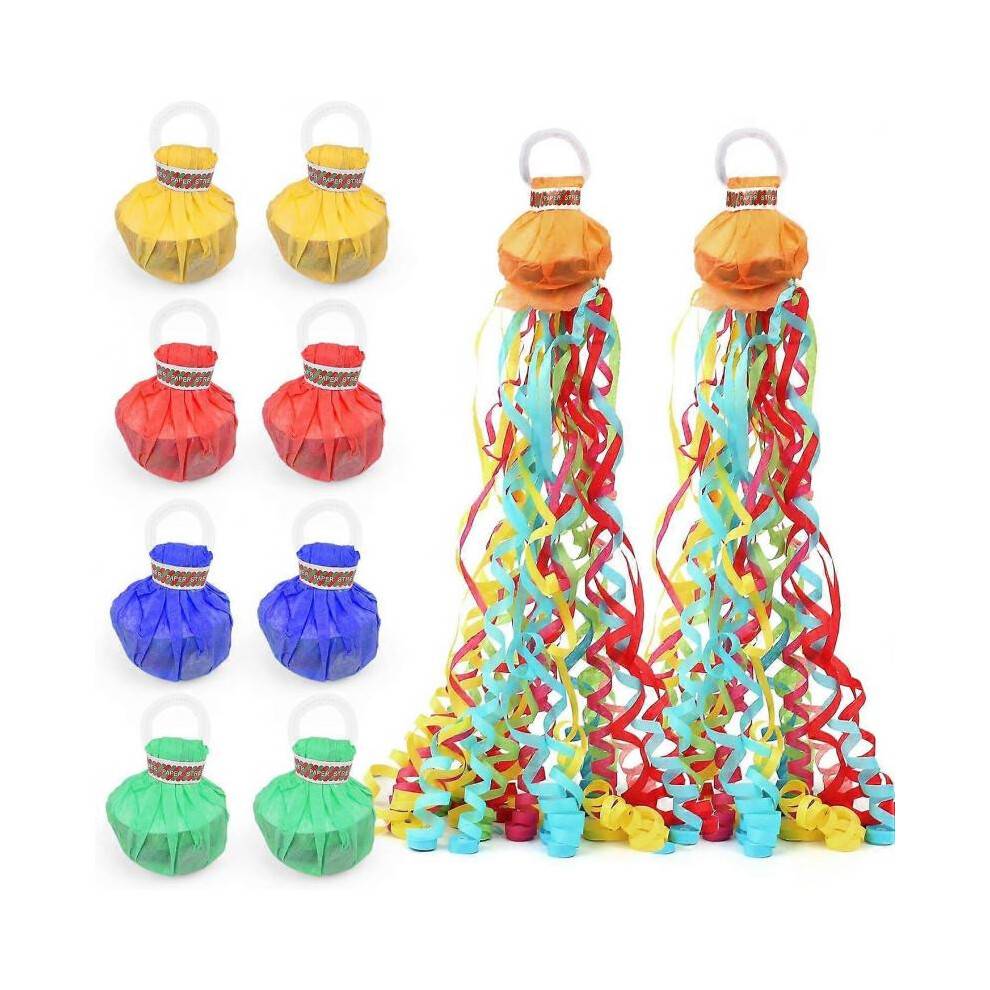(10pcs) Colorful No Mess Paper Crackers, Hand Throw Confetti Streamer for Wedding, Birthday, Party Celebrations, Colorful
