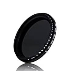 Kamera ND2-400 neutralt densitetsfilter 55 mm fader, variabelt ND-filter ND2-ND400 för Nikon D3400 D3500 D5600 D7500 kamera med Nikon AF-P DX NIKKOR 18-55 mm objektiv