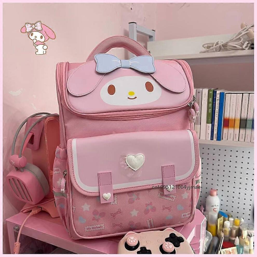 (B) Kuromi Melody Cinnamoroll Hello Kitty Sanrio Anime Large Capacity Backpack Cute Schoolbag Cartoon Student Shoulder Bag Kids Gift