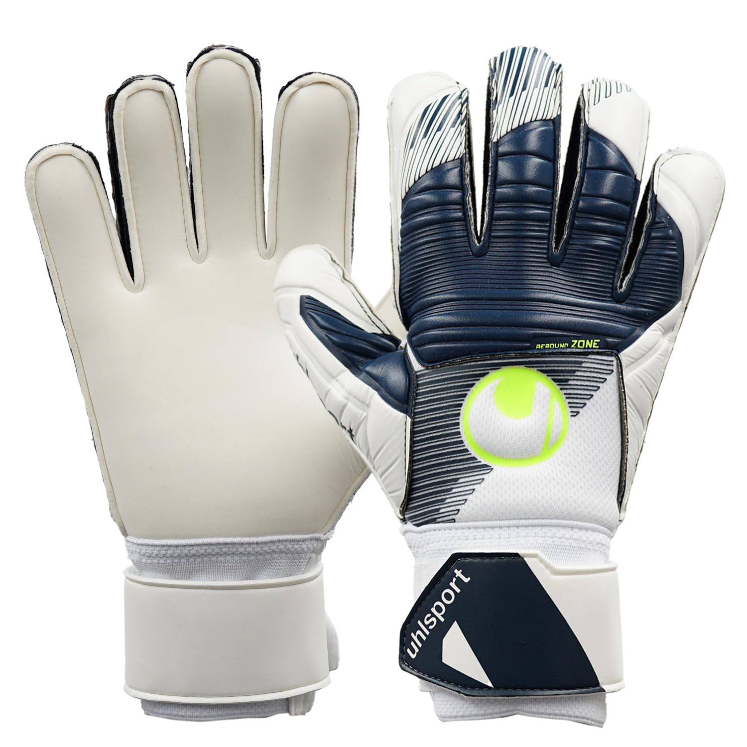 uhlsport Powerline Horizon Soft Pro Soccer Goalkeeper Gloves for Matches and 1011311 02 Yellow Practice, 7, White/Navy/Flow