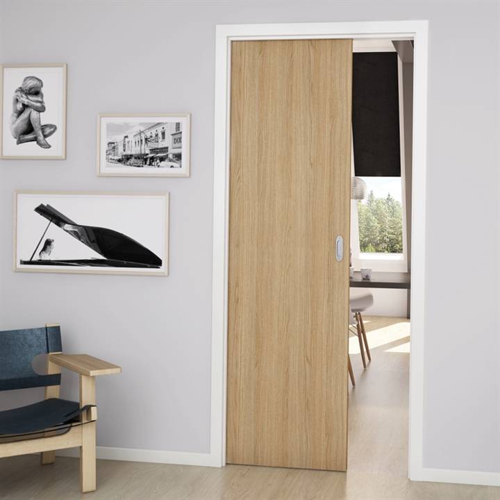 Glat kompakt skydedør til indbyg, uden på væggen og valgfri design greb - Safco Doors, M10x21 (92,5 x 204 cm)