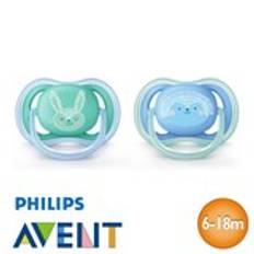 Philips Avent Ultra Air sutter, symmetriske, silikone, str. 2 (blå, grøn)