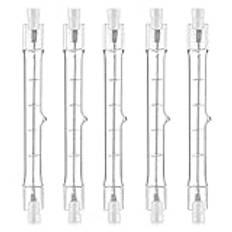 5 st halogenlampor R7S 118 mm 300 W 220-240 V, 3 100 lm, belysning för utomhus- och inomhusbruk, dimbara halogenstånglampor, byggplats, landskap, varmt vitt ljus, [Energiklass G]