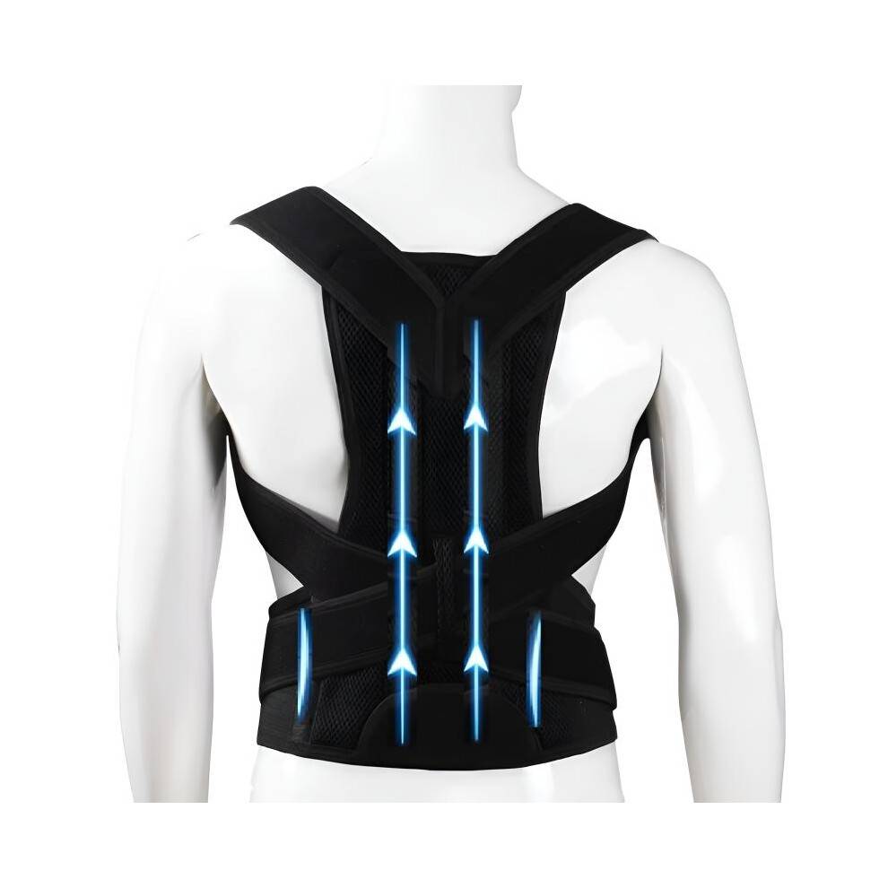 (M - XL) Premium Posture Corrector, Medical Back Straightener for Spine, Shoulders & Clavicle, Orthopedic Support, Adjustable Size, Black M-XL