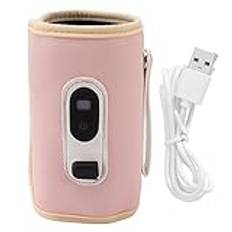 Baby Milk Flaskvärmare 5 Hastigheter Bärbar Flaskvärmare Baby Milk Heat Keeper med LED-skärm USB Warmer Flaska för Bilresor (Rosa)