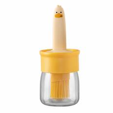 Oil Bottle with Silicone Basting Brush Oil Dispenser Container for Kitchen Baking Cooking Grilling orange