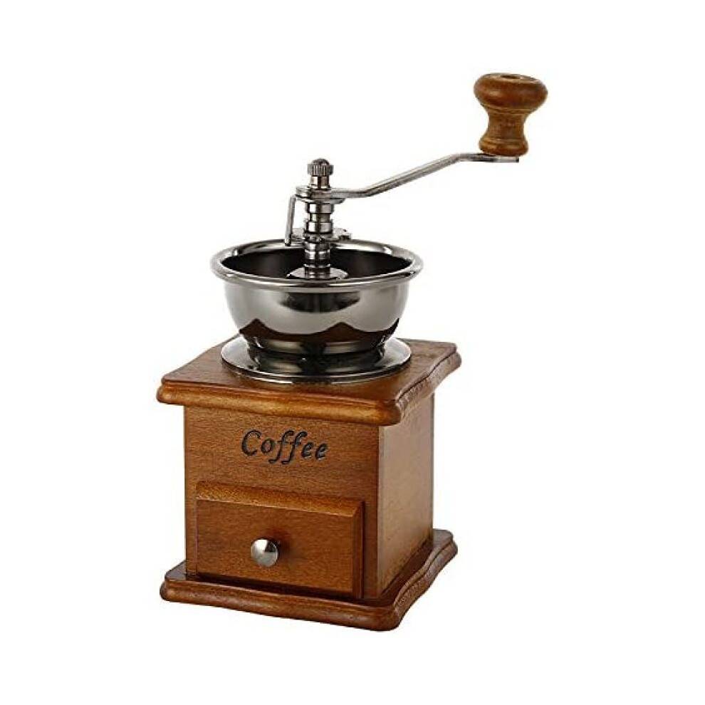 Manuel kaffekværn, vintage antik design, keramisk kværnkerne, træbund i retrostil, justerbar gearindstilling til espresso pour over fransk P