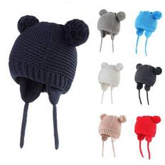 Småbarn Pojkar Flickor Mössa Värmefodrad Stickad Barnhatt med öronlappar Baby Varm vintermössa - Multi-color (S(3-6M),M(6-12M),L(1-2Y))