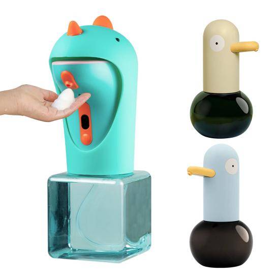 Tvåldispenser Automatisk Skummande Handtvåldispenser Ankdformad Beröringsfri Snabb Dispensering 0,25s Uppladdningsbar Badrumstvåldispenser beige