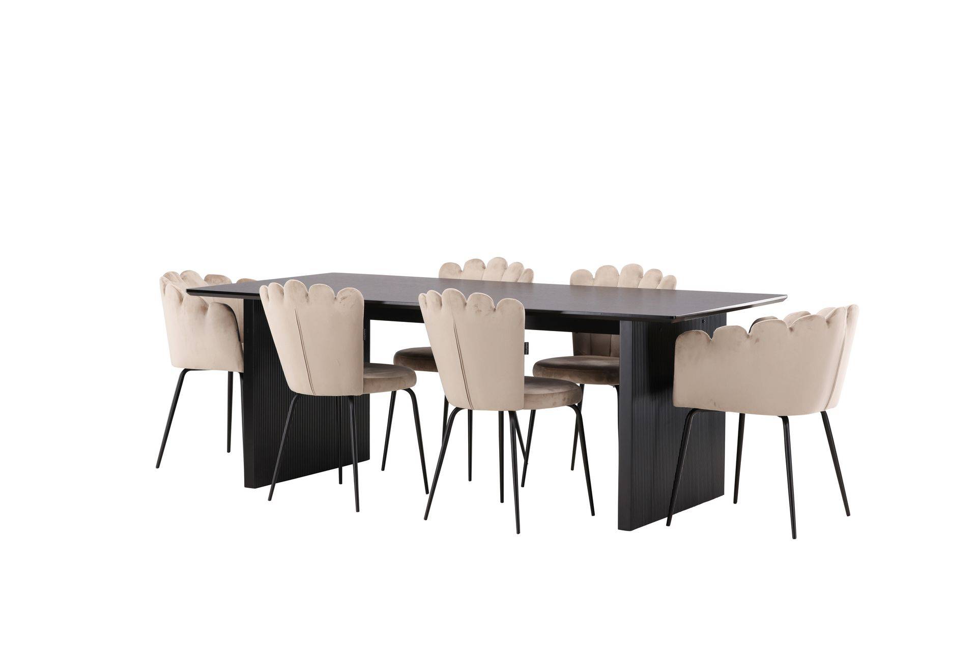 Venture Home Mangat Matgrupp 200 cm Rektangulär med 4 Limhamn stolar - Beige Matgrupper