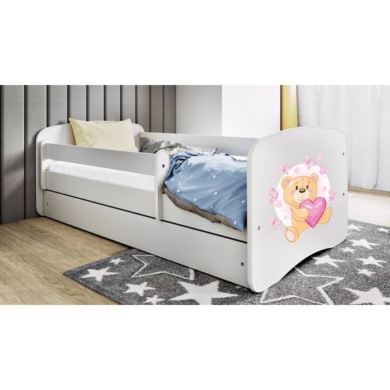 Kocot Kids Barnsäng - Babydreams Vit - Bear With Butterflies Med Låda 160x80 Cm