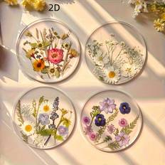 TEMU 2d Flat 4pcs Acrylic Coaster Set, Colorful Printed Outdoor Coasters, Wedding Birthday Day Gift Table Decor, Art, 2d Design, 2d Flat, Best For Christmas
