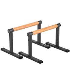 Parallettes calisthenics Holz Rutschfeste Liegestützgriffe, Premium Turnen und Calisthenics Equipment, Bounabay Dip Bar Krafttraining, Handstand Barren, Push up bar (schwarz, groß)