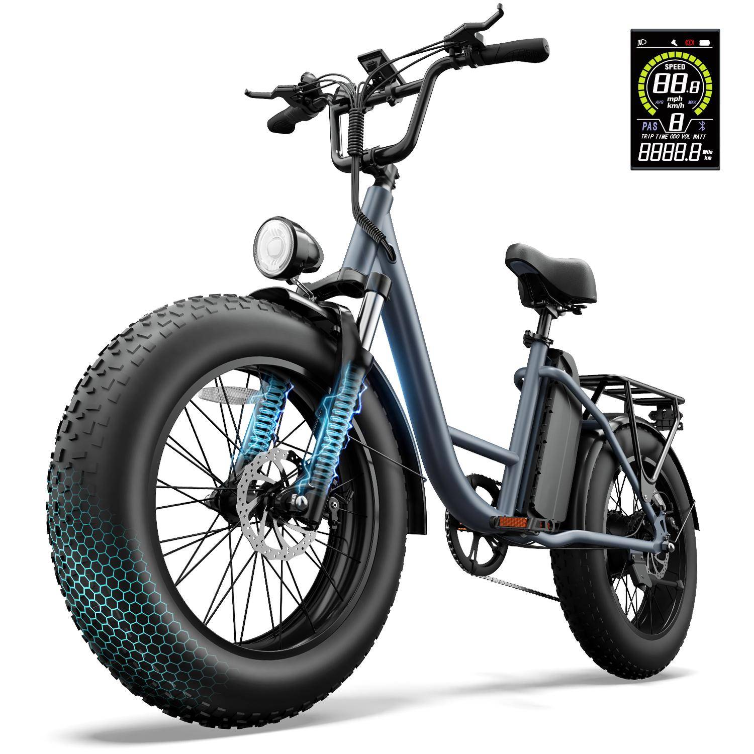 URLIFE E20 PRO 45KM/H Elcykel 750W Motor 48V/15.6AH Batteri Stad Utomhus Alla Terränger E-cykel 20*4.0  Terrängdäck Elcykel svart