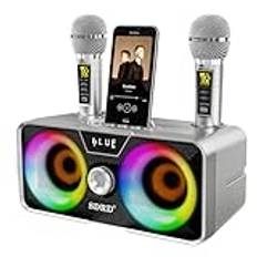 Karaoke Machine LSMOEO Karaoke maskin för vuxna och barn med 2 trådlösa UHF-mikrofoner, bärbar Bluetooth-högtalare, PA-högtalarsystem med LED-festljus för hemmafest