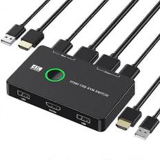 KVM-switch 2-ports Box USB og HDMI-kompatibel switch til 2 computere Del tastatur mus printer a [DB]