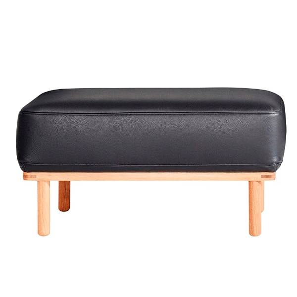 Andersen Furniture A1 puf - sort læder - hvidpigmenteret eg Eg - Hvidpigmenteret mat lak