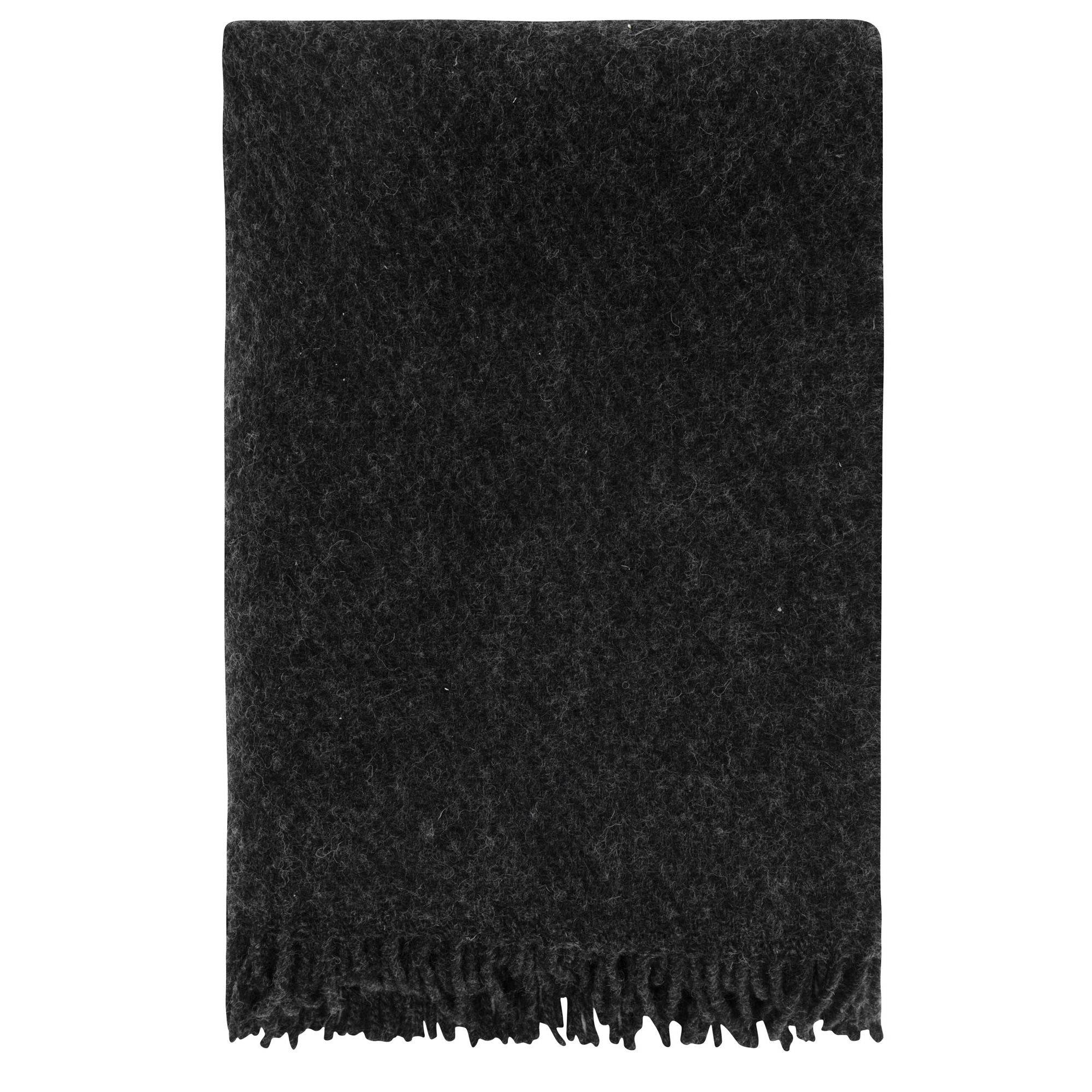 Uldplaid - 100% Ren ny uld - Høie of Scandinavia uldtæppe - Falketind koksgrå - 120x180 cm