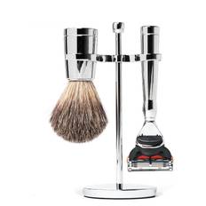 Benjamin Barber Benjamin Barber Classic 3-Piece Shaving Set Chrome - Gillette Fusion Silver