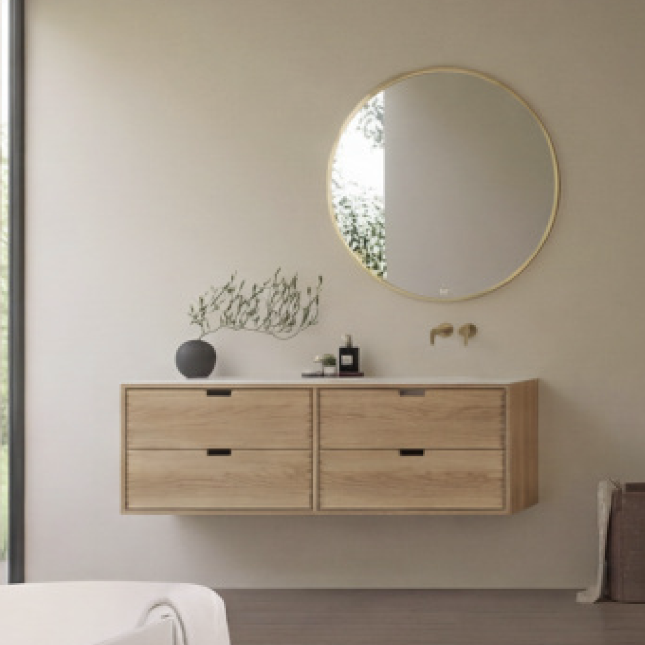 CPH Tapwork Soho 180R - MKII Fingertappet Snedkermøbel i Natur Eg inkl Mathvid SolidTec® Vask Badeværelsesmøbel - fra Bad&Stil.