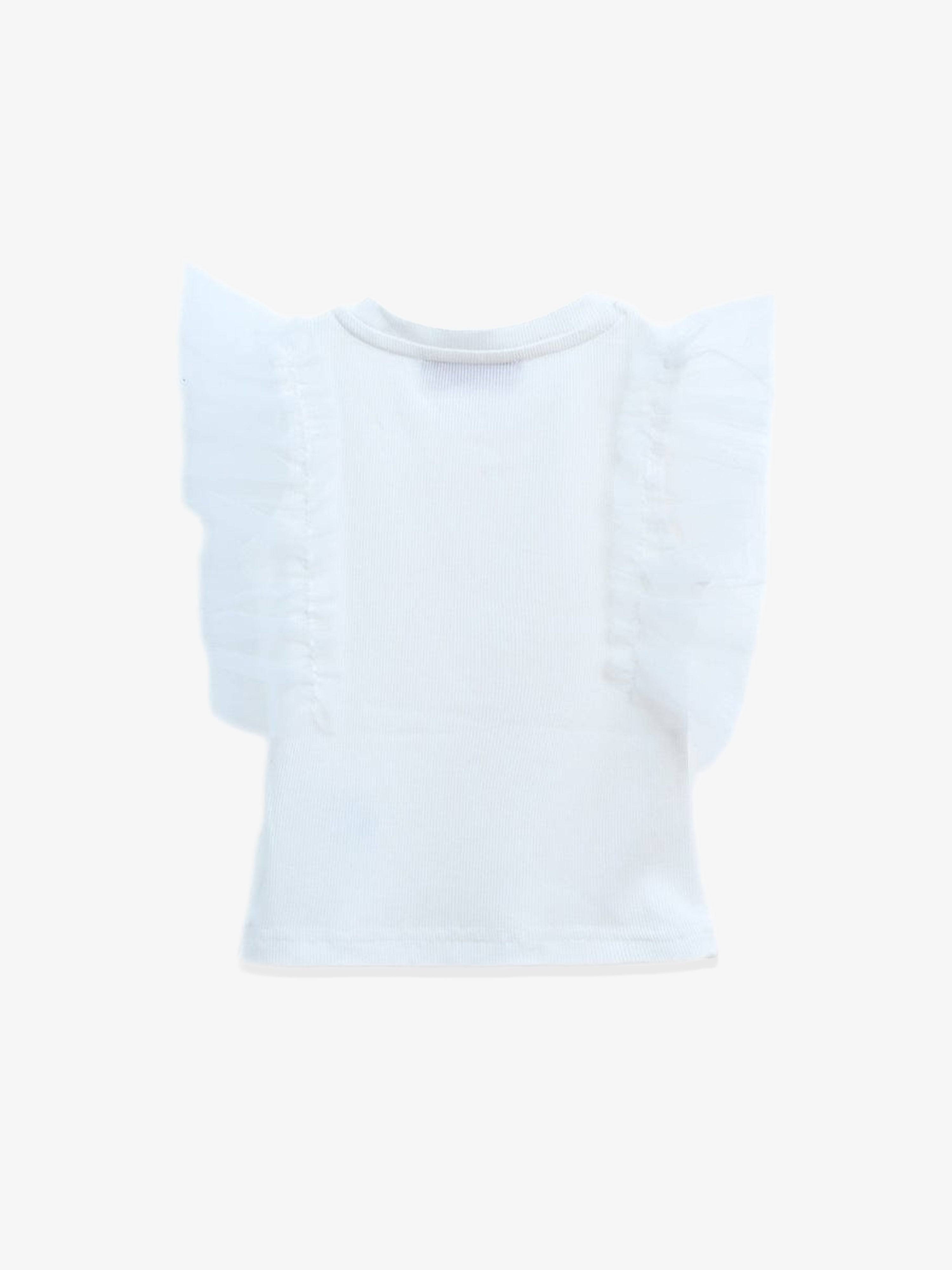 White Tulle Frill T-Shirt - White / 5Y/6Y (5Y/6Y)