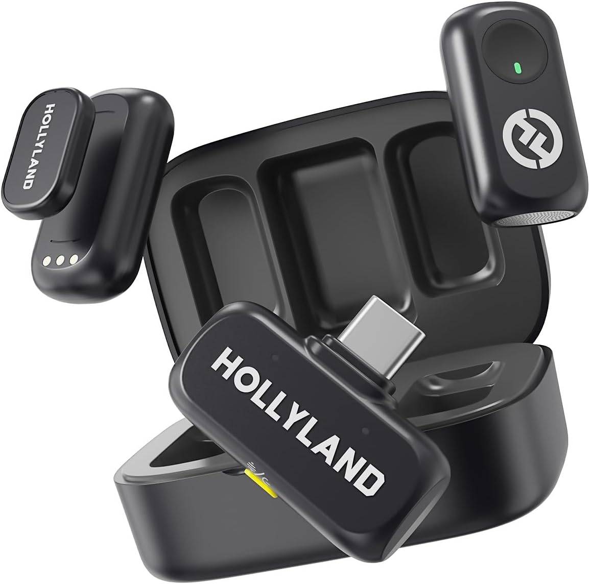 Hollyland Lark A1 Trådlös Mikrofon för iPhone 15/16/17 & Android, 48kHz/24-bit, Mini Mikrofon för YouTube, Podcast, Vlogging svart