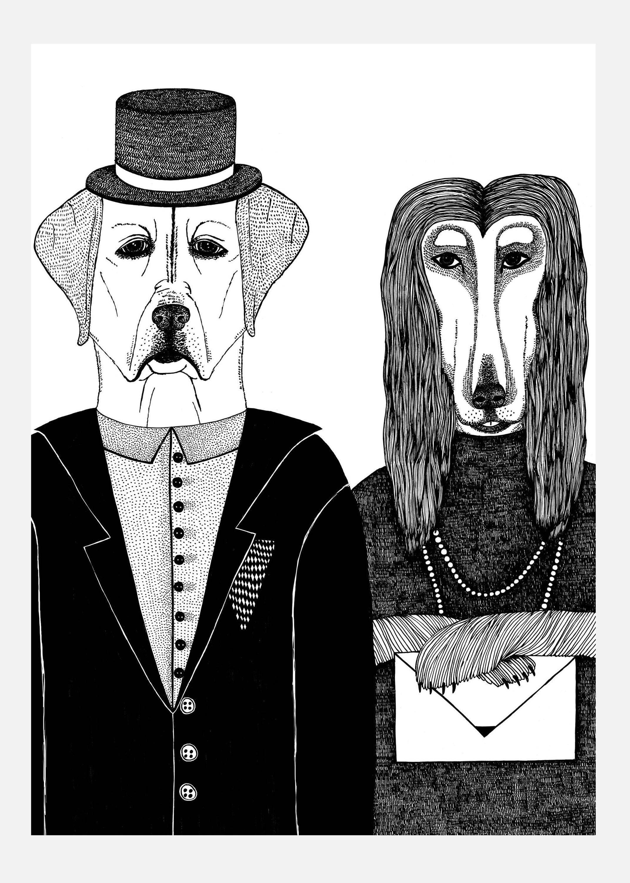Dogs Couple Canvastavla (70x100 cm)