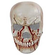 BaronHong Dödskallehuvud halloweenmask med rörlig käke, halloween purge-mask skrämmande läskig mask, skelett zombiemask (vit-röd, M)