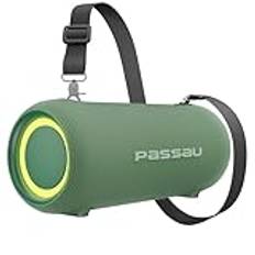 Passau Bärbara Bluetooth-högtalare 40 W maximalt högt stereoljud, passiva radiatorer-djup bas, speltid hela dagen, justerbar rem, BT5.3, IPX5 trådlös högtalare RGB-lampor för inomhus utomhus grön