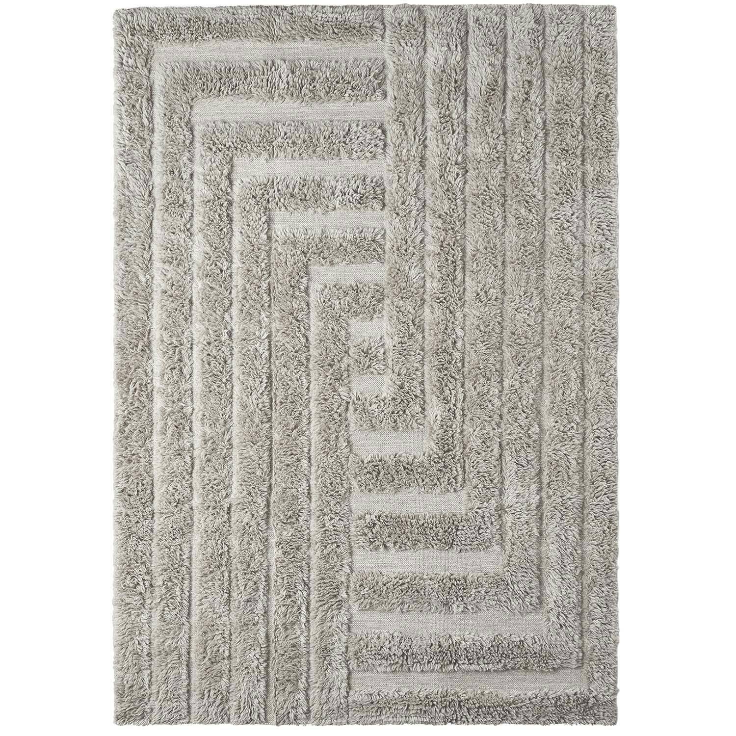 Dusty Deco Shaggy Labyrinth gulvtæppe 250x350 Cm t - Mønstrede tæpper Uld Grå - DD30000081.